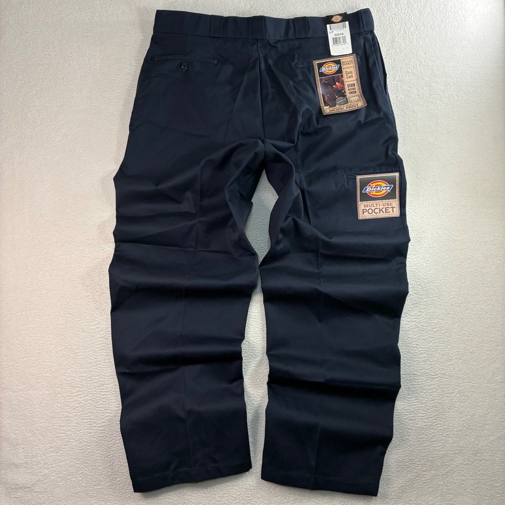 Dickies Double Knee Work Pants Men 42x34 Blue Loose Straight Scotchgard 3M NWT